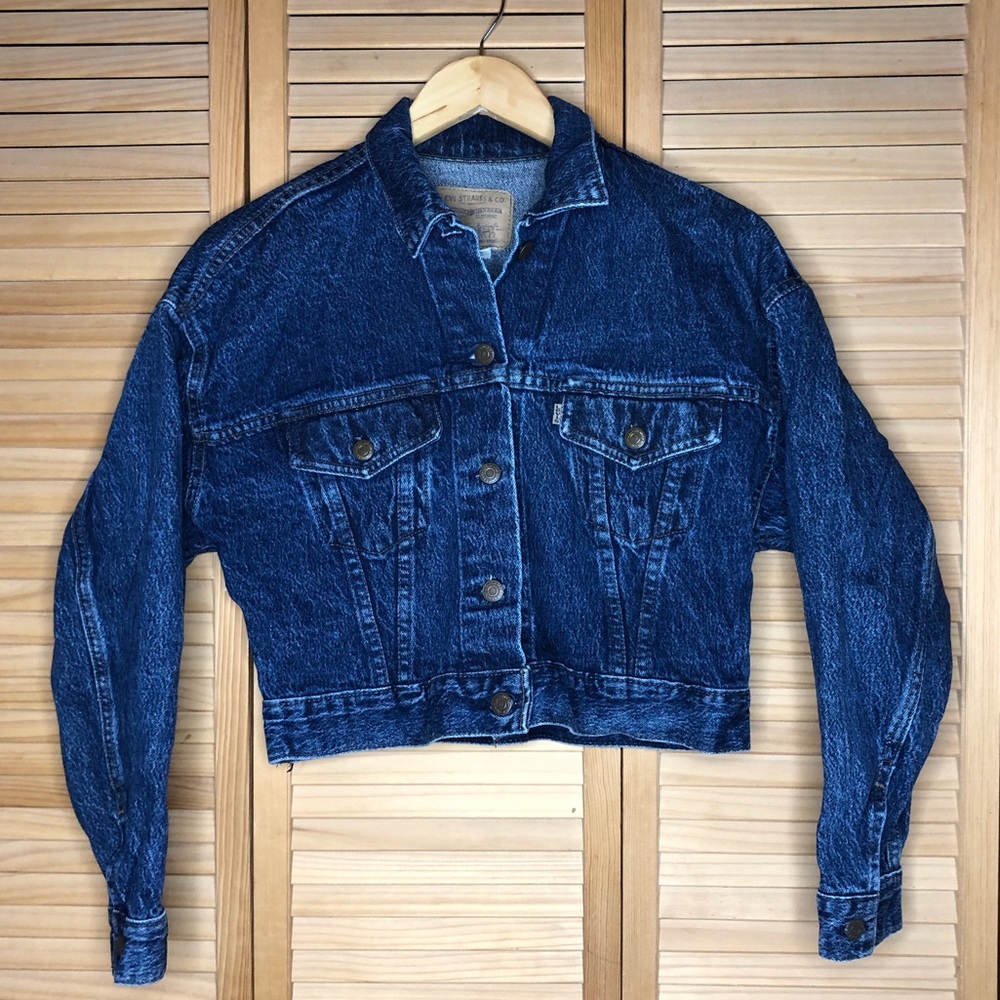 Levi's crop denim jacket brown tab m